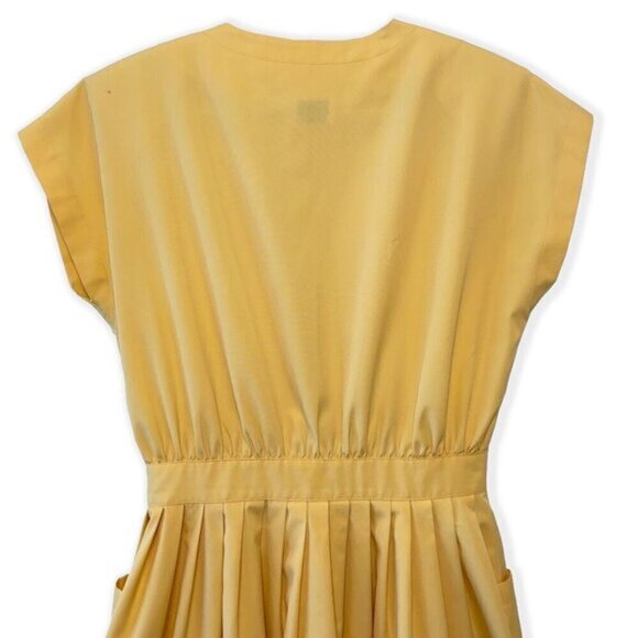 70s Retro Yellow Prairie Sundress Cottagecore M - Picture 5 of 8